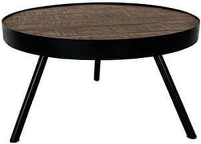 by Mooss - Bijzettafel - Driepoot - Tafel - Rond - Ã˜ 60 cm - Hout - Metaal - Bruin - Zwart - Stoer - Trendy