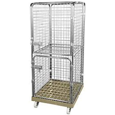 Rolcontainer 1600 met gesloten wanden - antidiefstal - kunststof rolplaat - 2 zijwandenkiezelgrijs RAL 7032