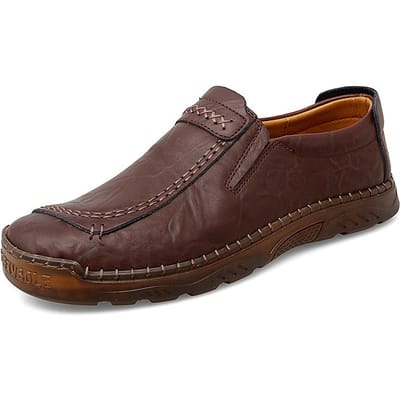 Leren Schoenen Heren Business Casual Schoenen Lente en Zomer Nieuwe Herenschoenen Echt Leer Heren Leren Schoenen Peesbodem Ademende Schoenen Heren 47 bruin