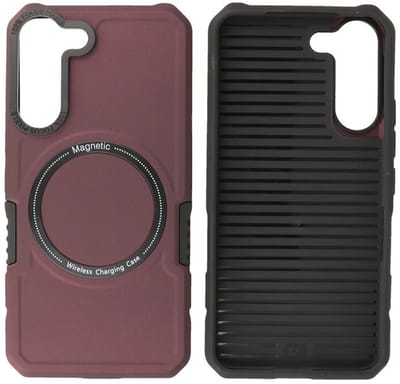 Hoesje Geschikt voor Samsung Galaxy S21 - MagSafe Hoesje - Shockproof Back Cover -Bordeaux Rood