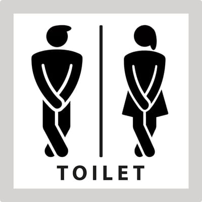 Toilet WC-bordje dames & heren –pictogrambord – zelfklevend – 10 × 10 cm – 3D-geprint – zwart/wit