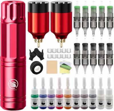 Professionele Draadloze Rotary Pen Machine Set met Batterijen en Naalden