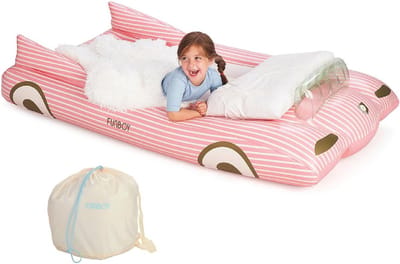 Roze Opblaasbaar Reisbed en Matras voor Kinderen - Ideaal voor Logeerpartijtjes