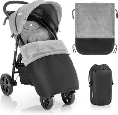 PromoHome Universele Kinderwagendeken - Waterafstotende Fleece Voetenzak Alternatief voor Wandelwagen, Buggy en Kinderwagen - 4 Seizoenen Warmtedeken met Draagtas - Zwart