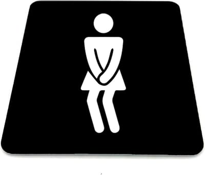 Deurbordje Hoge nood dames - Zwart/wit met icoon - 12 x 10 cm - 1,6mm dikte - zelfklevend | Zwart/wit toplaag | Gratis Verzending | Incl. 3M-tape