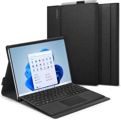 Spigen Stand Folio Hoes Geschikt voor Microsoft Surface Pro 8 - Book Case met Standaard - Zwart