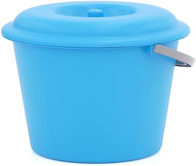Afvalemmer met deksel - Prullenbak rond - Huishoudelijk afval - Hygiënisch in gebruik - 16 Liter - Blauw