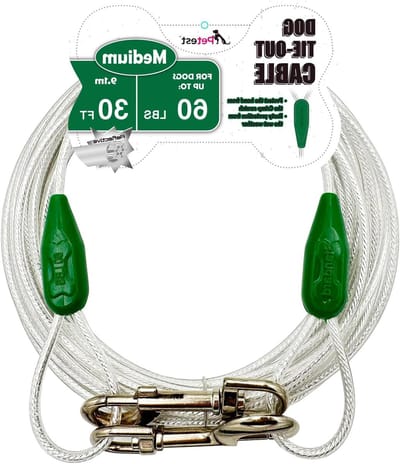 Hondenlijn Uitlaatkabel - Touw voor Hond - Buiten Spelen - Reflecterend Veilig - 30ft 60lbs - Donkergroen Zilver