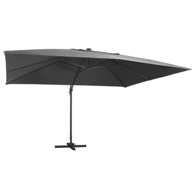 vidaXL - Zweefparasol - met - LED - en - aluminium - paal - 400x300 - cm - antraciet