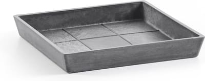 Ecopots Saucer Square - Grey - 18 x H2,5 cm - Vierkante grijze onderschotel met waterreservoir