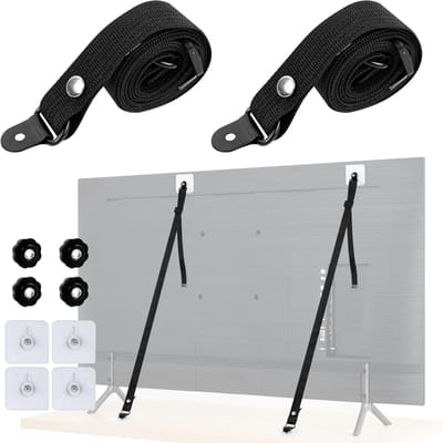 Allecto Plus - TV-kantelveiligheidsgordels voor meubels, verstelbare kantelbescherming ter bescherming van kinderen - 2 stuks