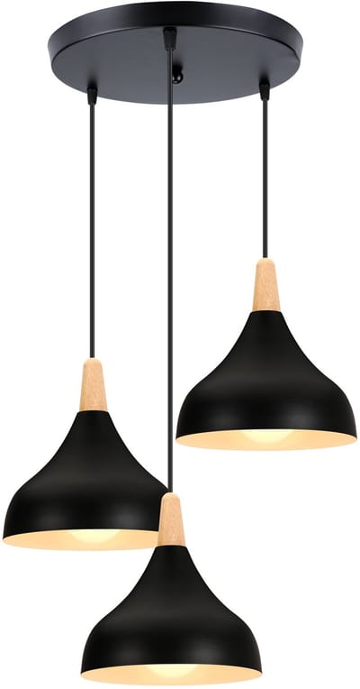 3 Hanglamp Moderne Slaapkamer Scandinavische Kroonluchter voor Woonkamer Keuken Restaurant Zwart