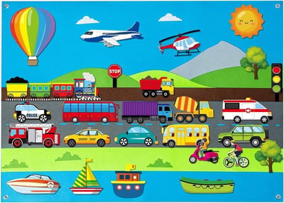 Verhaal Viltbord - Fantasie Bord - Creatief Spelen - Educatief Hulpmiddel - 104 x 75 cm - Stad Trein