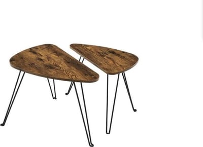 Mira Home Bijzettafels Bijzettafels Rustiek bruin + zwart Spaanplat + staal 52 x 31,5 x 42,5 cm