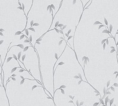 FIJNE BLAADJES BEHANG | Linnenlook - Grijs - A.S. Création Pure Elegance