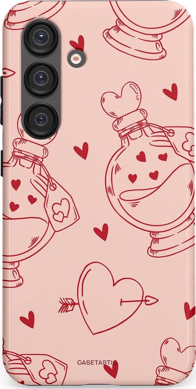 Casetastic Hoesje Geschikt voor Samsung S25 - Stijlvolle Beschermende Duo-layer Case - Zoete Liefdesflirt - Roze Rood - Pafrum - Love You - Valentijn