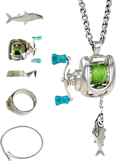 OLOEY Fishing Wheel Style Accessoires - Legering Simulatie Hanger Ketting 4 cm Fishing Wheel Hanger - Mannen dagelijkse jacket geschikt voor dating - trendy accessoires - geschikt voor jongens dragen