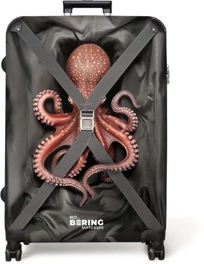 NoBoringSuitcases.com® - Koffer groot - Reiskoffer lichtgewicht - Octopus mee op reis - Rolkoffer met 4 wielen - Grote trolley XL - 98 liter bagage
