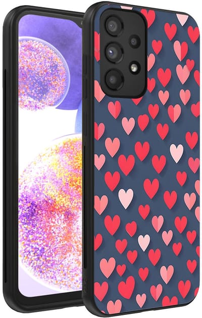 Smartphonica Telefoonhoesje Geschikt voor Samsung Galaxy A23/A23 5G met Roze en Rode Hartjes Opdruk - TPU Backcover Case With Rosé and Red Heart Design geschikt voor Samsung Galaxy A23;Samsung Galaxy A23 5G