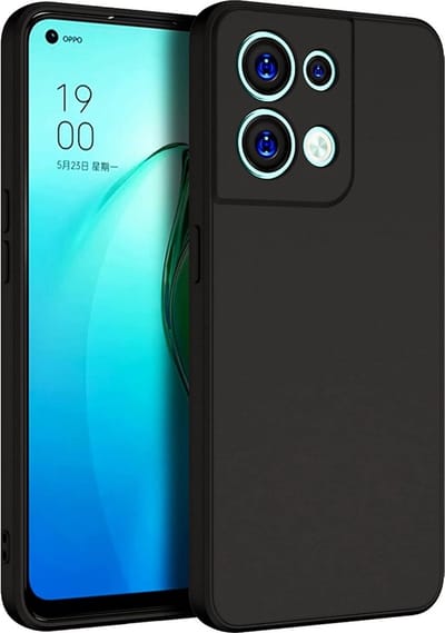 LuxeBass Siliconen hoesje geschikt voor Oppo Reno 8 - Zwart - Soft Cover - telefoonhoes - gsm hoes - telefoonhoesje