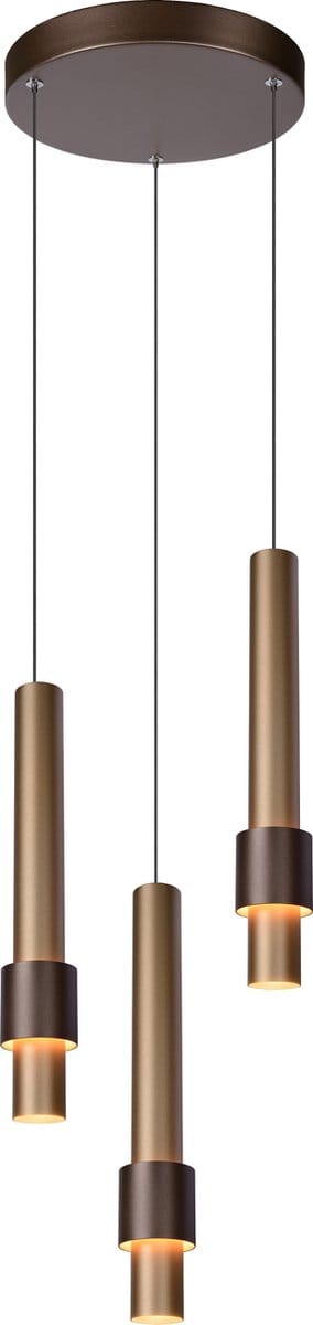 Lucide MARGARY - Hanglamp - Ø 28 cm - LED Dimbaar - 3x4W 2700K - Koffie