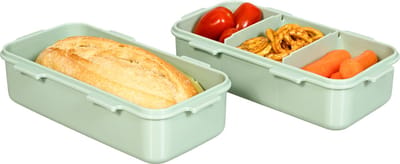 Lock&Lock Kleine Lunchbox - Bentobox - Snackdoosjes - Met Compartimenten | Vakjes - Volwassenen en Kinderen - To Go - Lekvrij - BPA vrij - PFAS vrij - Set van 2 stuks - 2x 470 ml - Groen - LocknLock