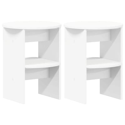 vidaXL - Bijzetkast - 2 - st - Wit - Ø40 - x - 50 - cm - Geconstrueerd - hout