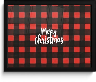 Poster in lijst - Fotolijst 40x30 cm - Posters - Geruit - Rood - Tekst - Christmas - Posterlijst zwart - Decoratie - Wanddecoratie woonkamer - Muurdecoratie slaapkamer