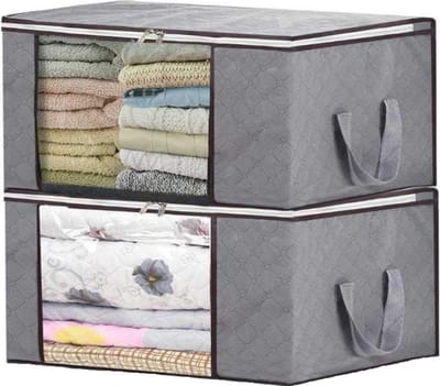 SUNMOOL Opbergzak Organizer - Opbergtas en Organiser voor Dekbed en Kleding - Opvouwbaar - Grijs - 2 Stuks