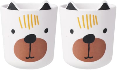Excellent Houseware onbreekbare kinder drinkbekers - honden thema - 2x stuks - melamine kunststof - 7 x 9 cm - peuters