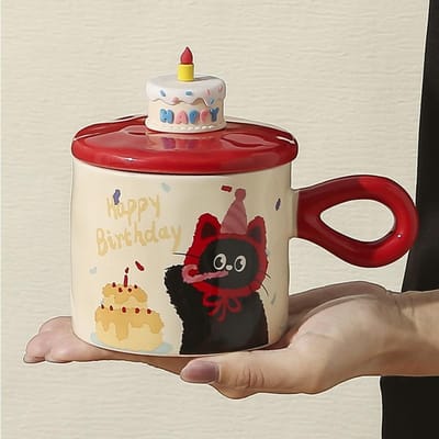 Cakebeker Schattige Kat Keramische Beker Verjaardagscadeau Mok Ontbijtbeker Melkbeker Waterbeker Souvenir Cadeau 301-400ml