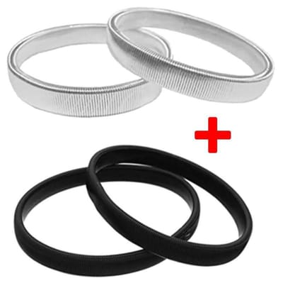 Fako Bijoux Set Van 2 Paar Mouwophouders Zwart & Zilver - 4 Stuks - Sleeve Holder - Mouwophouder Dames Heren - 2x Zwart - 2x Zilver - 20cm - Metaal