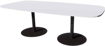 Linesto Vergadertafels Deens Ovaal 240cm breed 120 cm diep Framekleur Wit Bladkleur Honey Castello
