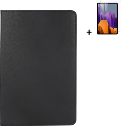 Hoesje Geschikt voor Samsung Galaxy Tab A8 2021 - 10.5 inch - Screenprotector Samsung Tab A8 2021 - Samsung Tab A8 2021 hoesje Zwart + Screenprotector