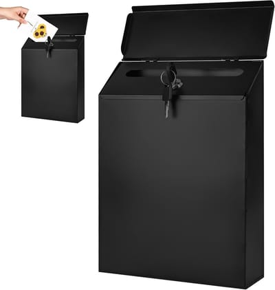Persoonlijke Wandbrievenbus in Antraciet met Naamlabel, 22 x 6,5 x 29 cm, Ideaal voor Thuis, Kantoor en Winkels, Inclusief 2 Sleutels