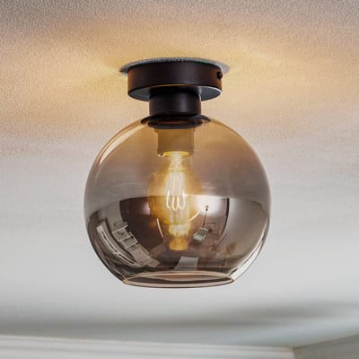 Eko-Light Sofia plafondlamp met rookgrijze glazen kap