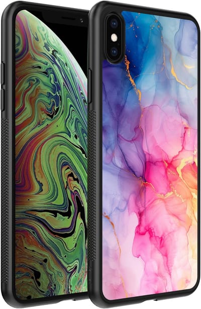 Smartphonica Telefoonhoesje geschikt voor iPhone Xs Max met marmer opdruk - TPU backcover case marble design - Regenboog geschikt voor iPhone Xs Max
