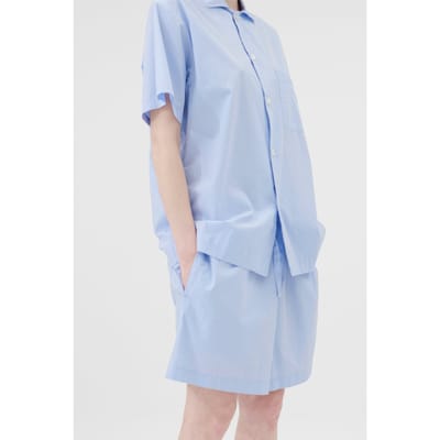 Tekla Unisex Poplin, Short Sleeve Shirt Shirt Blue Maat: XXS | Nachtmode Outlet | Unisex | Blauw