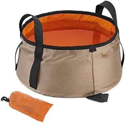 Opvouwbare Emmer - Wasbak Vouwbaar - Kamperen Reizen - Waterdichte Voering - 10 Liter - Khaki