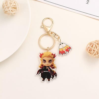 Demon Slayer Nieuwe Acryl Sleutelhanger Hanger Anime Merchandise Dezelfde Stijl Gouden Gesp Dropshipping Grensoverschrijdend Duurzaam beige