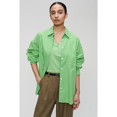 ZENGGI Wide Organic Cotton Shirt Grass Green Größe: S | Business hemden Outlet | Damen | Grün