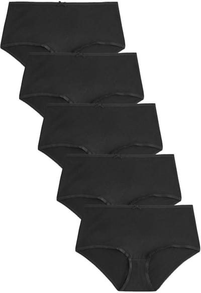 Next - Dames - Set van 5 midi-slips met hoog katoenpercentage - Zwart