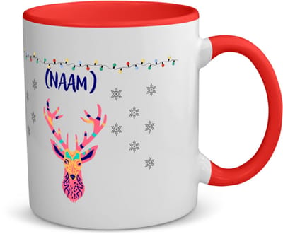 Akyol - kerst rendier met eigen naam koffiemok - theemok - rood - Kerstmis - kerst beker - winter - kerst - christmas - kerst cadeau - 350 ML inhoud