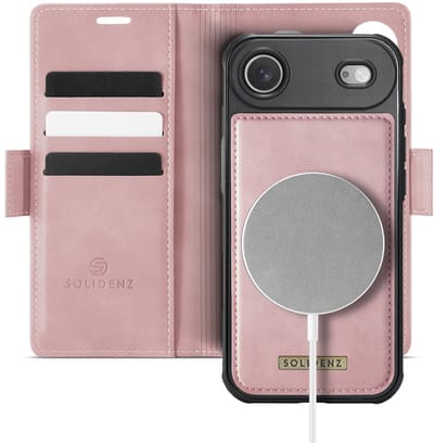 Solidenz Luxe 2-in-1 Wallet Hoesje geschikt voor iPhone Air - Geschikt voor MagSafe Hoes - Afneembare Case - Roze