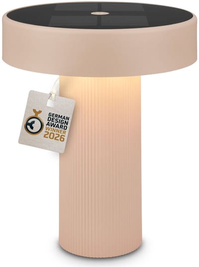 BRILONER Poga - Tafellamp oplaadbaar - dimbaar - zonneenergie buitenverlichting - warm wit licht - Ø16 cm - beige