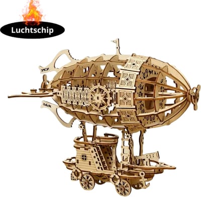 Livano Bouwpakket Hout - Kinderen - Volwassenen - Bouwpakketten Volwassenen - Boot - Houten Puzzel - 3D - Luchtschip