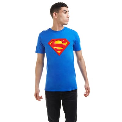 Superman Heren T-shirt met reliëflogo (Koningsblauw)