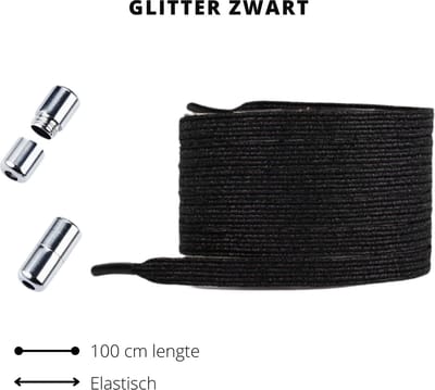 Beste Veters - Veters elastische - Glitterveters - Veters draaisluiting - Zwarte veters - Veters 100 cm - Veters zwart