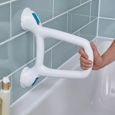 Veiligheidsgreep Douche - Wandgreep Badkamer - Ondersteuning Mobiliteit - Sterke Zuigkracht - 40cm Lengte - Wit