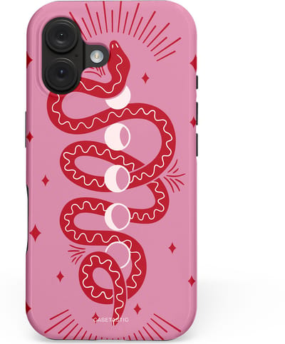 Casetastic hoesje geschikt voor Apple iPhone 16 - MagSafe - Dubbellaagse bescherming - Eclipseslang - Fashion Case - Lila Koraal